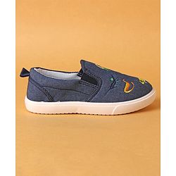 Cute Walk by Babyhug Dino Embroidered Casual Shoes - Navy Blue