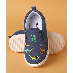 Cute Walk by Babyhug Dino Embroidered Casual Shoes - Navy Blue