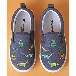 Cute Walk by Babyhug Dino Embroidered Casual Shoes - Navy Blue