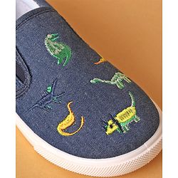 Cute Walk by Babyhug Dino Embroidered Casual Shoes - Navy Blue