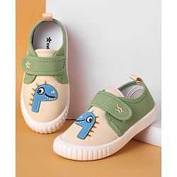 Cute Walk by Babyhug Casual Shoes with Velcro Closure & Dino Print- Green
