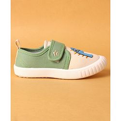 Cute Walk by Babyhug Casual Shoes with Velcro Closure & Dino Print- Green