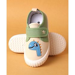 Cute Walk by Babyhug Casual Shoes with Velcro Closure & Dino Print- Green
