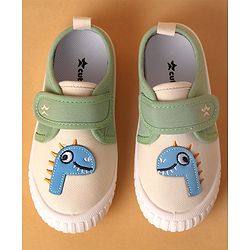 Cute Walk by Babyhug Casual Shoes with Velcro Closure & Dino Print- Green