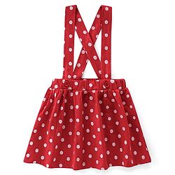 Babyhug 100% Cotton Knit Half Sleeves Text Print Top & Polka Dot Print Skirt-White & Red