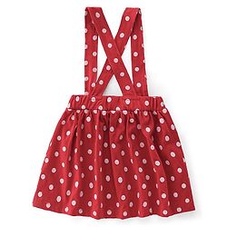 Babyhug 100% Cotton Knit Half Sleeves Text Print Top & Polka Dot Print Skirt-White & Red