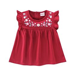 Babyhug 100% Cotton Single Jersey Knit Sleeveless Top & Leggings With Floral Print - Red & White