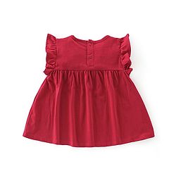 Babyhug 100% Cotton Single Jersey Knit Sleeveless Top & Leggings With Floral Print - Red & White