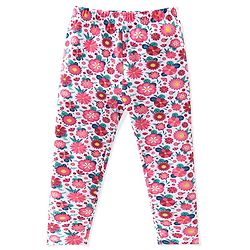 Babyhug 100% Cotton Single Jersey Knit Sleeveless Top & Leggings With Floral Print - Red & White