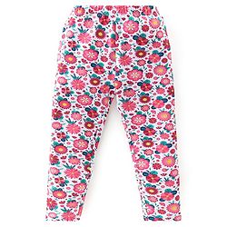 Babyhug 100% Cotton Single Jersey Knit Sleeveless Top & Leggings With Floral Print - Red & White