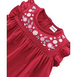 Babyhug 100% Cotton Single Jersey Knit Sleeveless Top & Leggings With Floral Print - Red & White