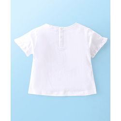 Babyhug Cotton Knit Half Sleeves Top and Skirt with Butterfly Embroidered - White & Pink