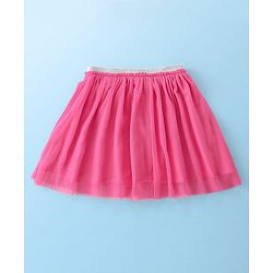 Babyhug Cotton Knit Half Sleeves Top and Skirt with Butterfly Embroidered - White & Pink