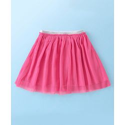 Babyhug Cotton Knit Half Sleeves Top and Skirt with Butterfly Embroidered - White & Pink