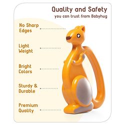 Babyhug Premium Elephant Shaped Baby Rattle  Blue | Lightweight & Engaging Toy | Safe, Non-Toxic | Improves Grasping & Sensory Skills | Gift for 3+ Months | BIS Certified
