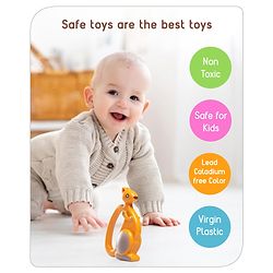 Babyhug Premium Elephant Shaped Baby Rattle  Blue | Lightweight & Engaging Toy | Safe, Non-Toxic | Improves Grasping & Sensory Skills | Gift for 3+ Months | BIS Certified