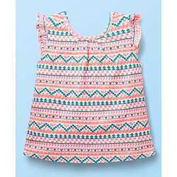 Babyhug Cotton  Sleeveless Printed Top & Shorts Set with Bow Applique - White & Pink