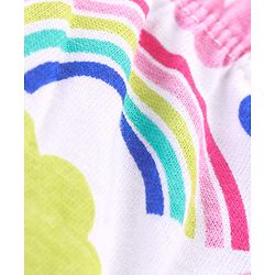 Babyhug Cotton Knit Single Jersey Sleeveless Night Suit With Floral Print - White
