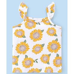 Babyhug Single Jersey Knit Sleeveless Night Suit Floral Print Pack Of 2 - White & Pink