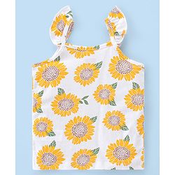 Babyhug Single Jersey Knit Sleeveless Night Suit Floral Print Pack Of 2 - White & Pink