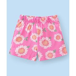 Babyhug Single Jersey Knit Sleeveless Night Suit Floral Print Pack Of 2 - White & Pink