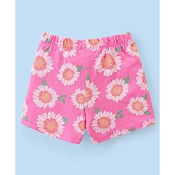 Babyhug Single Jersey Knit Sleeveless Night Suit Floral Print Pack Of 2 - White & Pink