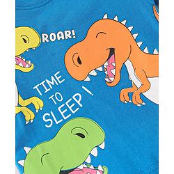 Babyhug Cotton Knit Half Sleeves Night Suit Dino Print - Blue