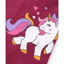Babyhug Cotton Knit Half Sleeves Night Suit With Unicorn Print - Pink