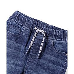 Babyhug Cotton Blend Full Length Solid Color Stretchable Denim Jogger - Dark Blue