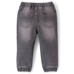 Babyhug Cotton Blend Full Length Solid Color Stretchable Denim Jogger - Dark Blue