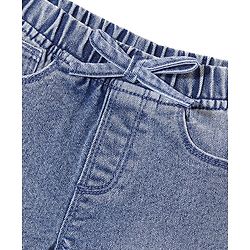 Babyhug Cotton Blend Full Length Stretchable Washed Denim Jogger - Light Blue