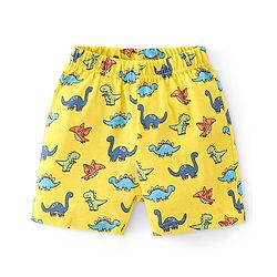 Babyhug Cotton Single Jersey Knit Half Sleeves Night Suit Dino Print - Yellow