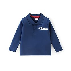Babyhug 100% Cotton Single Jersey Knit Soccer Ball Printed Dungaree With Full Sleeves Polo T-Shirt - Blue & Multicolor