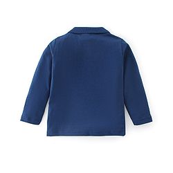 Babyhug 100% Cotton Single Jersey Knit Soccer Ball Printed Dungaree With Full Sleeves Polo T-Shirt - Blue & Multicolor
