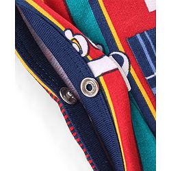 Babyhug 100% Cotton Single Jersey Knit Soccer Ball Printed Dungaree With Full Sleeves Polo T-Shirt - Blue & Multicolor