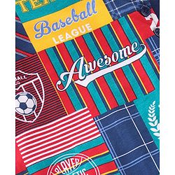Babyhug 100% Cotton Single Jersey Knit Soccer Ball Printed Dungaree With Full Sleeves Polo T-Shirt - Blue & Multicolor