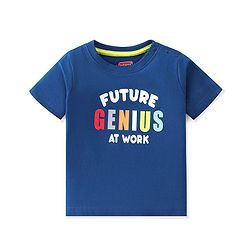 Babyhug Cotton Single Jersey Knit Half Sleeves Night Suit Text & Number Print - Navy Blue