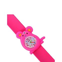 Babyhug Free Size Mice Shaped Analog Watch - Dark Pink