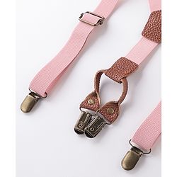 Babyhug Free Size Textured Bow and Suspender Set -Pink