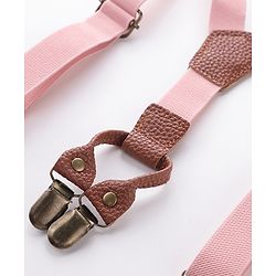 Babyhug Free Size Textured Bow and Suspender Set -Pink
