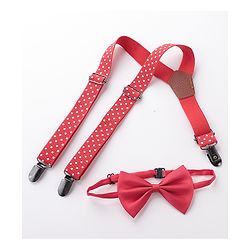 Babyhug Bow and Suspender Set Polka Dot  Printed - Red