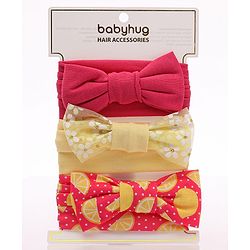 Babyhug Free Size Headbands With Bow Applique Pack of 3- Multicolor