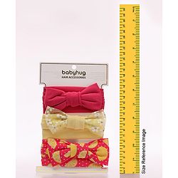 Babyhug Free Size Headbands With Bow Applique Pack of 3- Multicolor