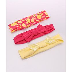 Babyhug Free Size Headbands With Bow Applique Pack of 3- Multicolor