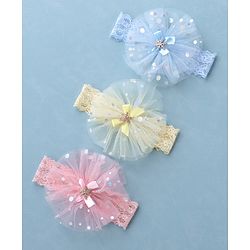 Babyhug Free Size Headband With Flower Applique Pack of 3 - Multicolor