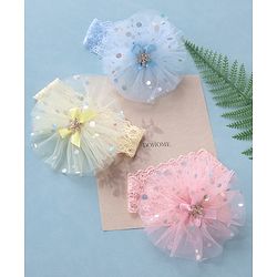 Babyhug Free Size Headband With Flower Applique Pack of 3 - Multicolor
