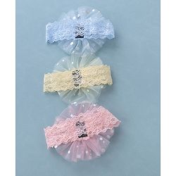 Babyhug Free Size Headband With Flower Applique Pack of 3 - Multicolor