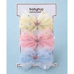 Babyhug Free Size Headbands With Bow Applique Pack of 3- Multicolor