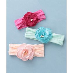 Babyhug Headbands with Floral Applique Pack of 3 - Multicolor