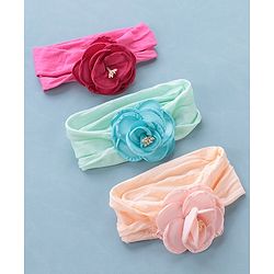 Babyhug Headbands with Floral Applique Pack of 3 - Multicolor